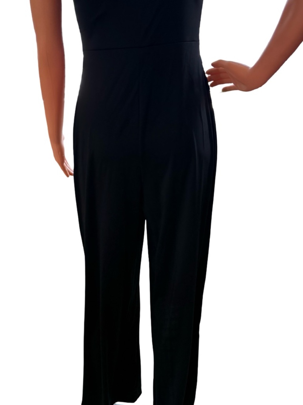 Black Bustier Jumpsuit with White Trim and built in shaper - Picture 2 of 6